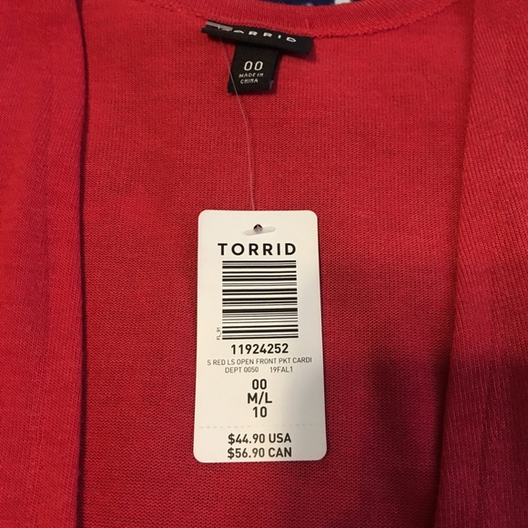 New Torrid red cardigan in 00 - Picture 2 of 3